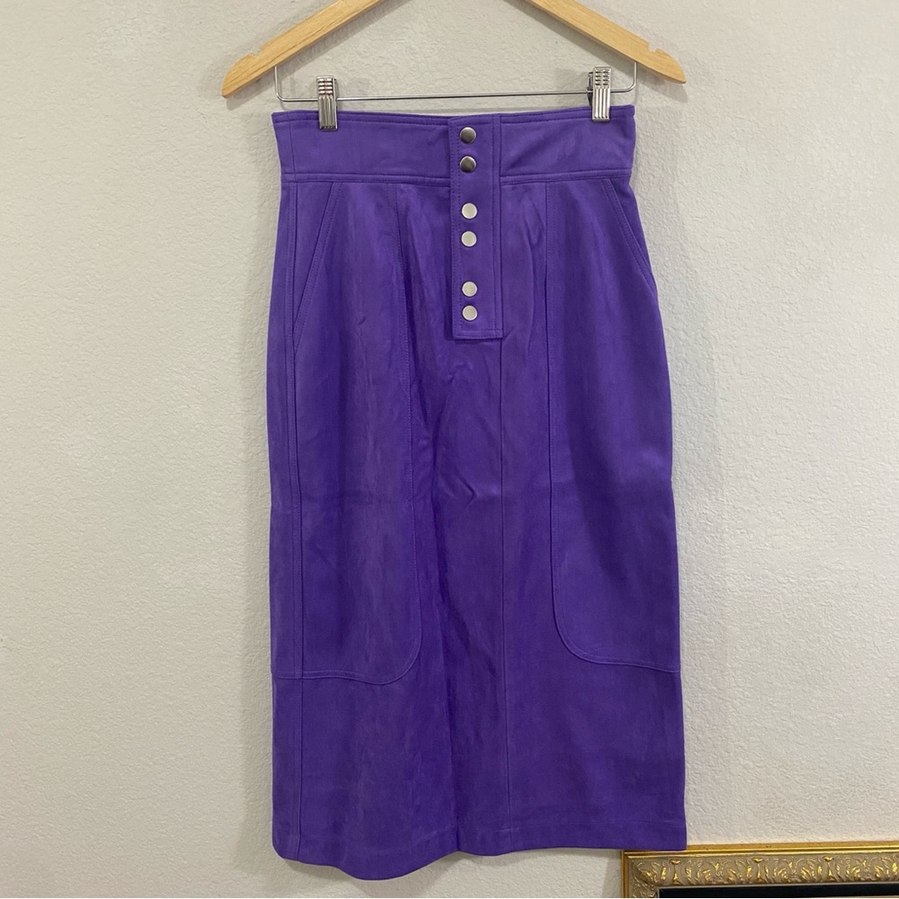 SNIDEL Purple Button-Front Women's Skirt, Midi, Fully Lined,‎ Size 1